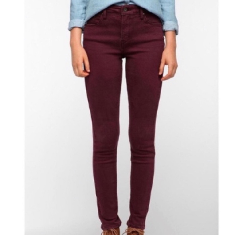 LF Carmar Women's Burgundy Mid Rise Skinny Jeans
